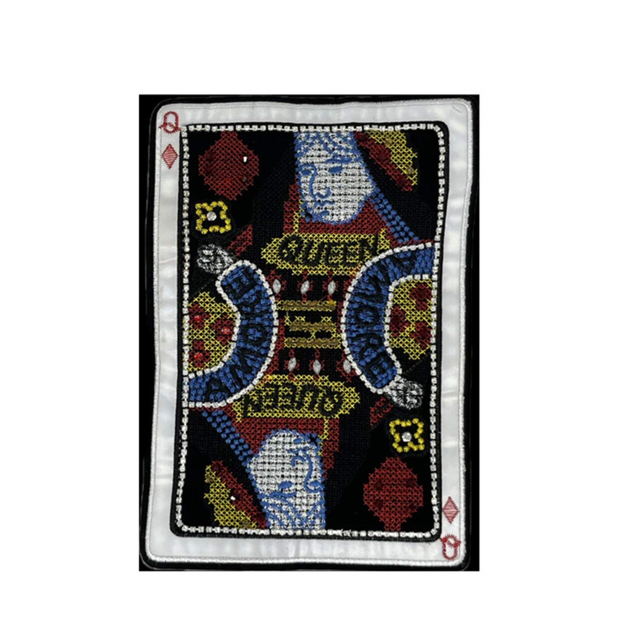 B Queen Sequin Beads & Rhinestone Patch Velvet Applique